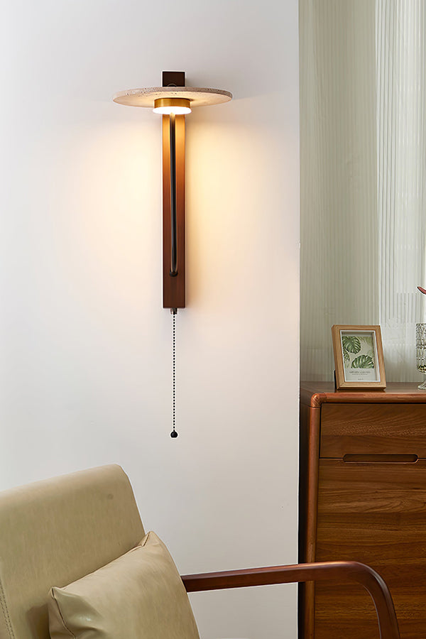 Travertine Disc Arm Wall Lamp
