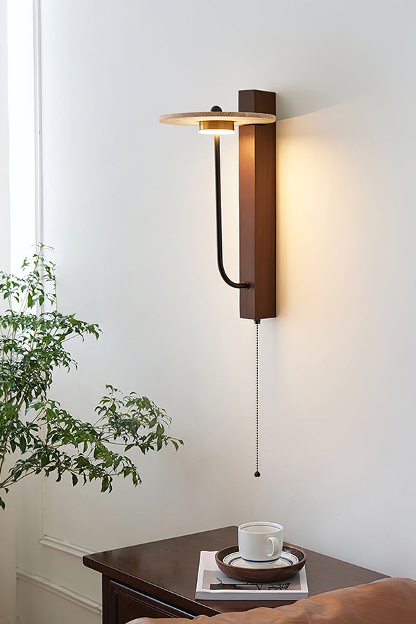 Travertine Disc Arm Wall Lamp