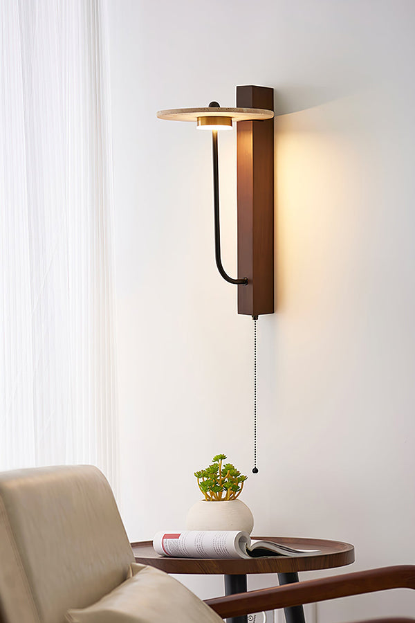Travertine Disc Arm Wall Lamp