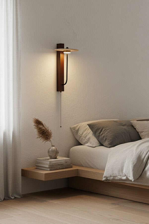 Travertine Disc Arm Wall Lamp