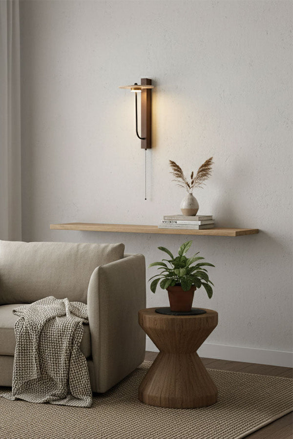 Travertine Disc Arm Wall Lamp