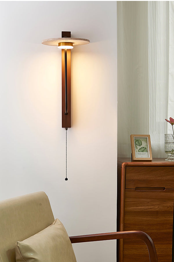 Travertine Disc Arm Wall Lamp