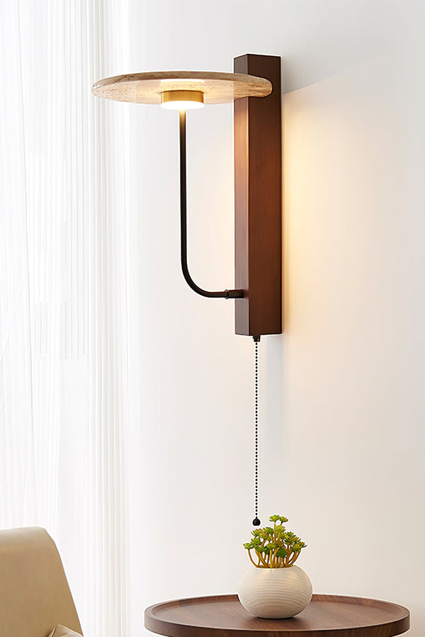 Travertine Disc Arm Wall Lamp