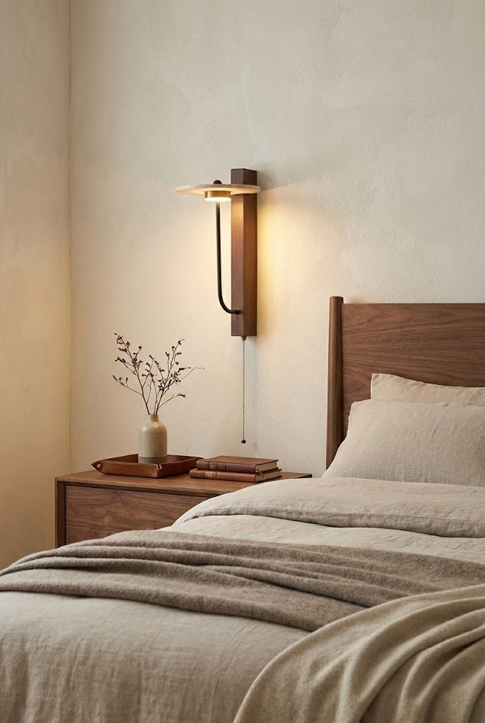 Travertine Disc Arm Wall Lamp