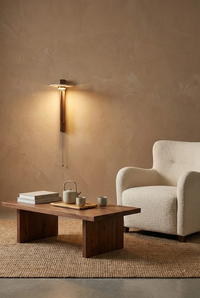 Travertine Disc Arm Wall Lamp