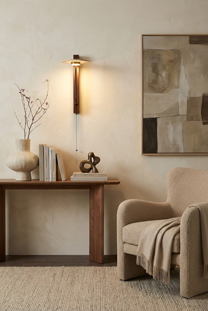 Travertine Disc Arm Wall Lamp