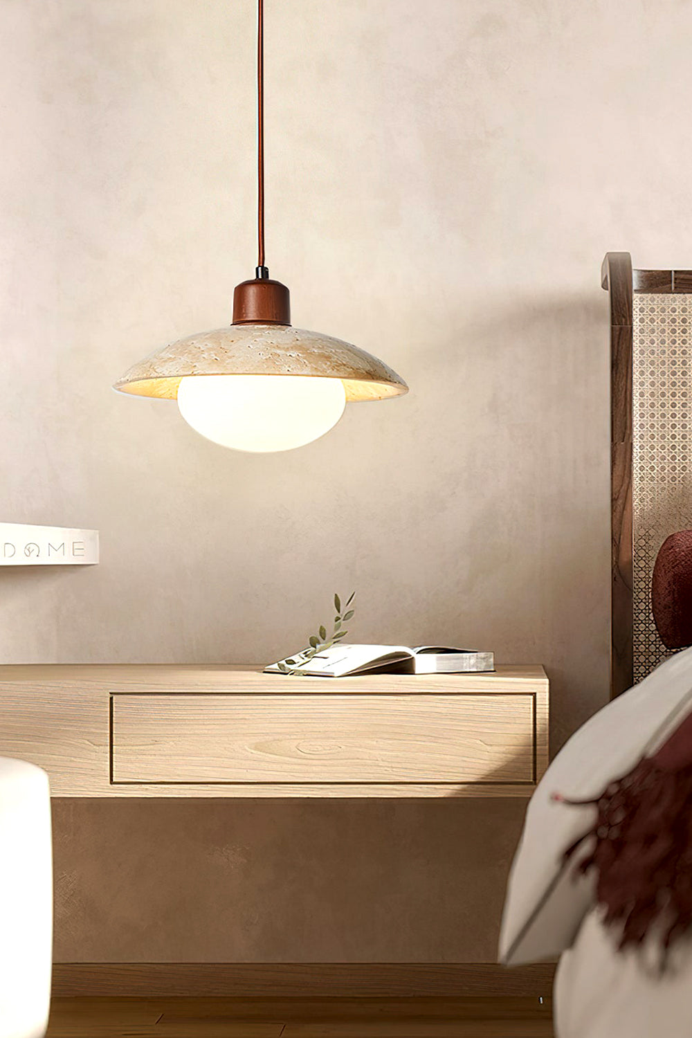 Travertine Disc Pendant Light