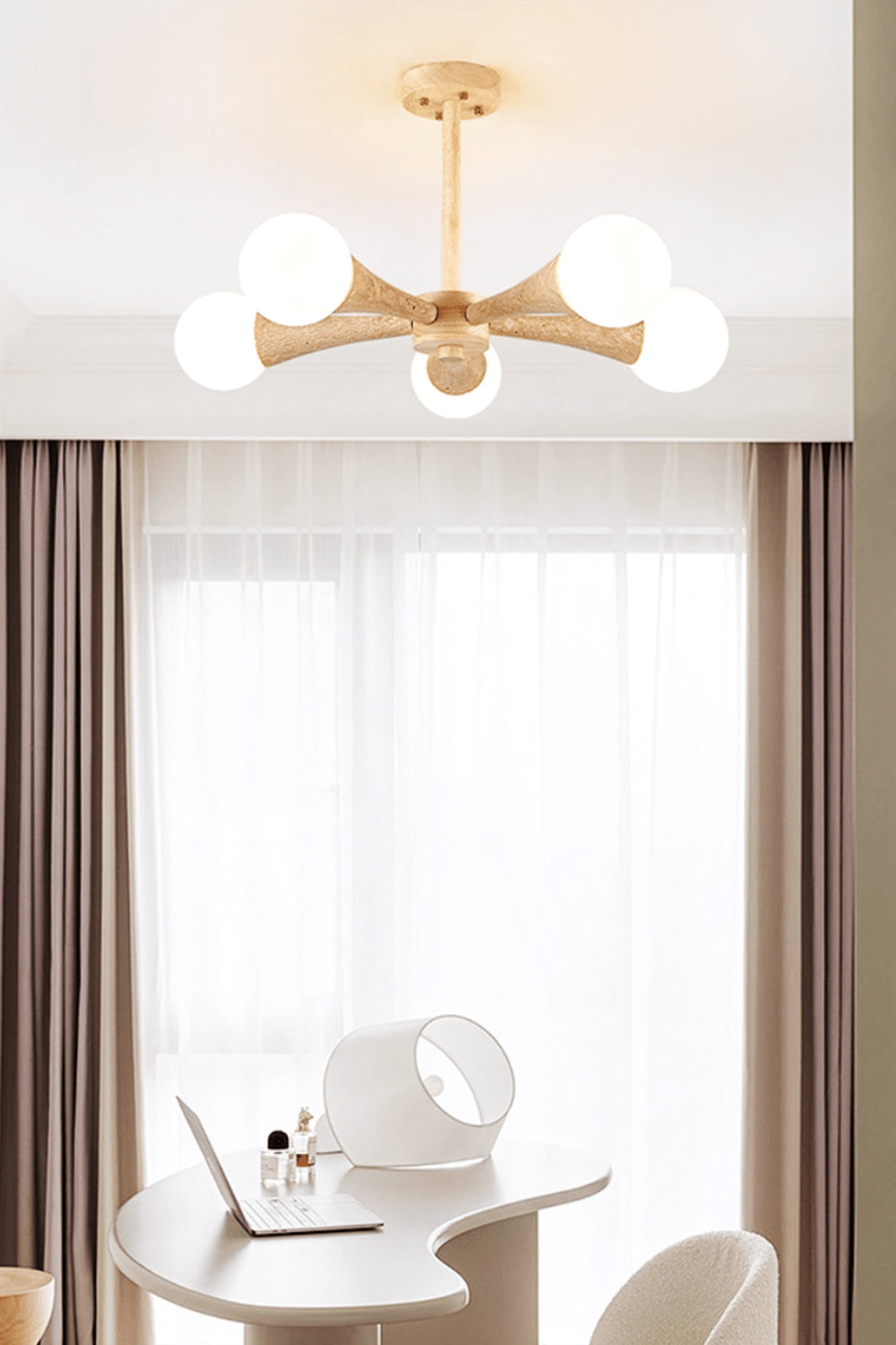 Travertine Tree-Arm Chandelier