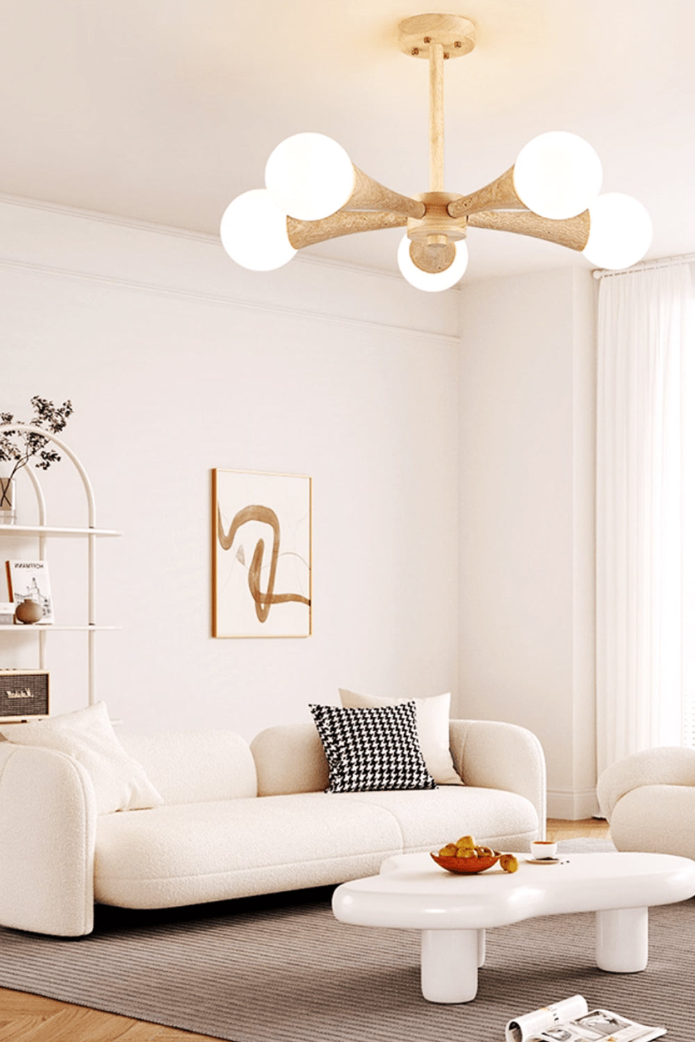 Travertine Tree-Arm Chandelier