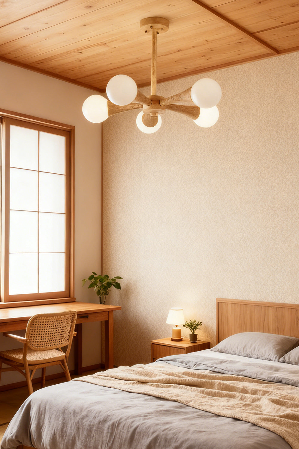 Travertine Tree-Arm Chandelier