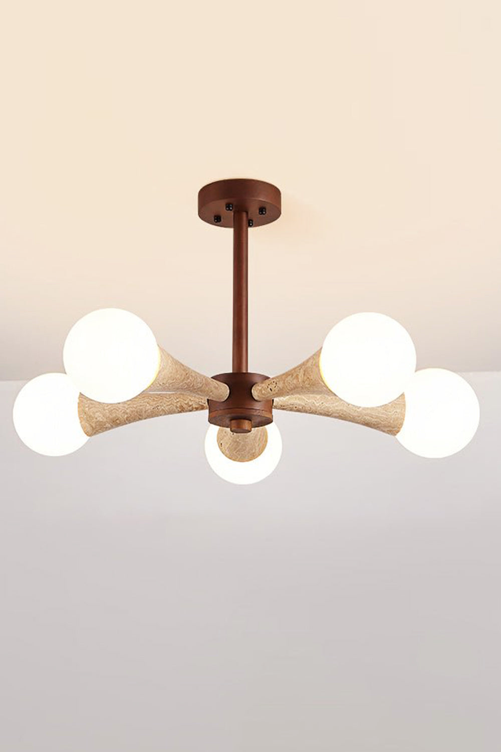Travertine Tree-Arm Chandelier