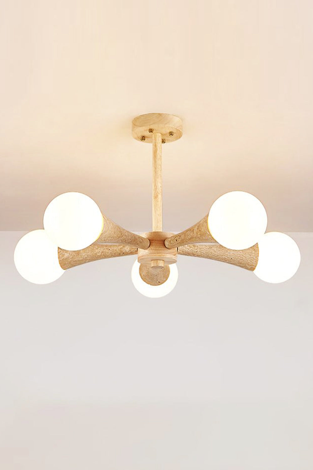 Travertine Tree-Arm Chandelier