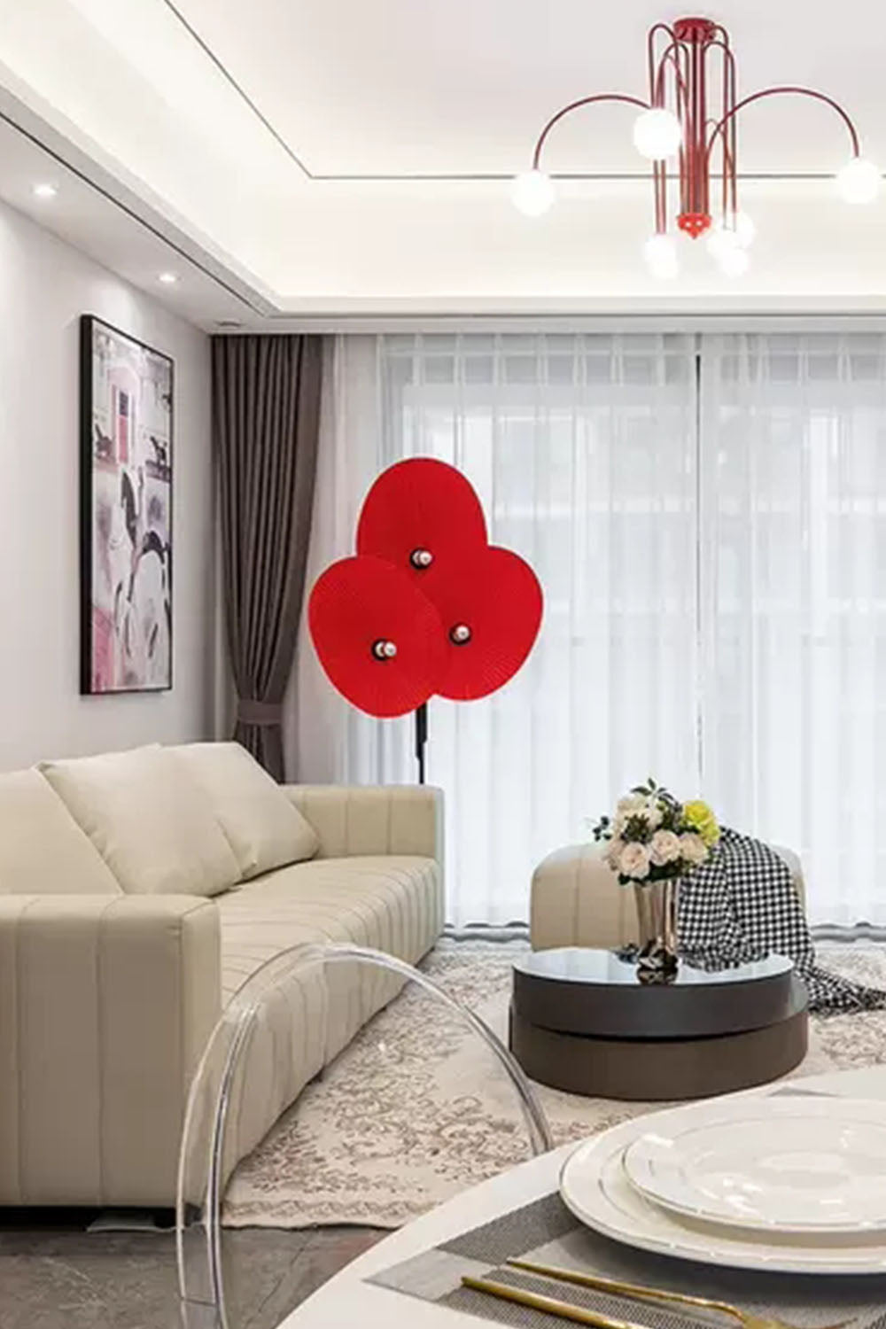 Triple Floral Floor Lamp