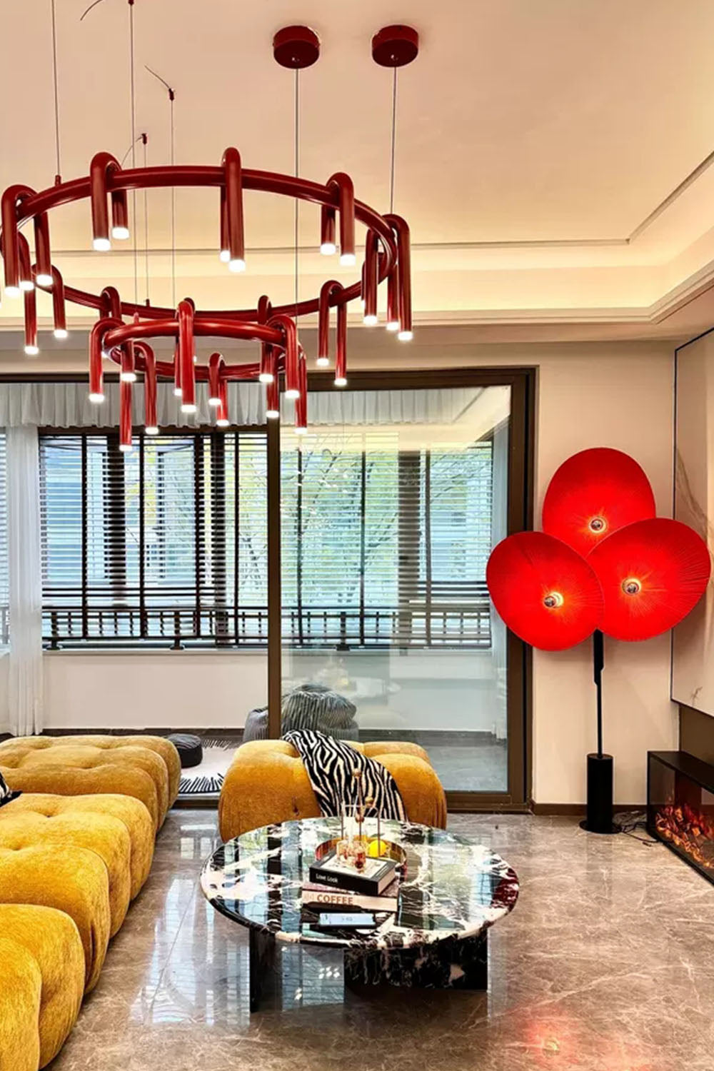 Triple Floral Floor Lamp