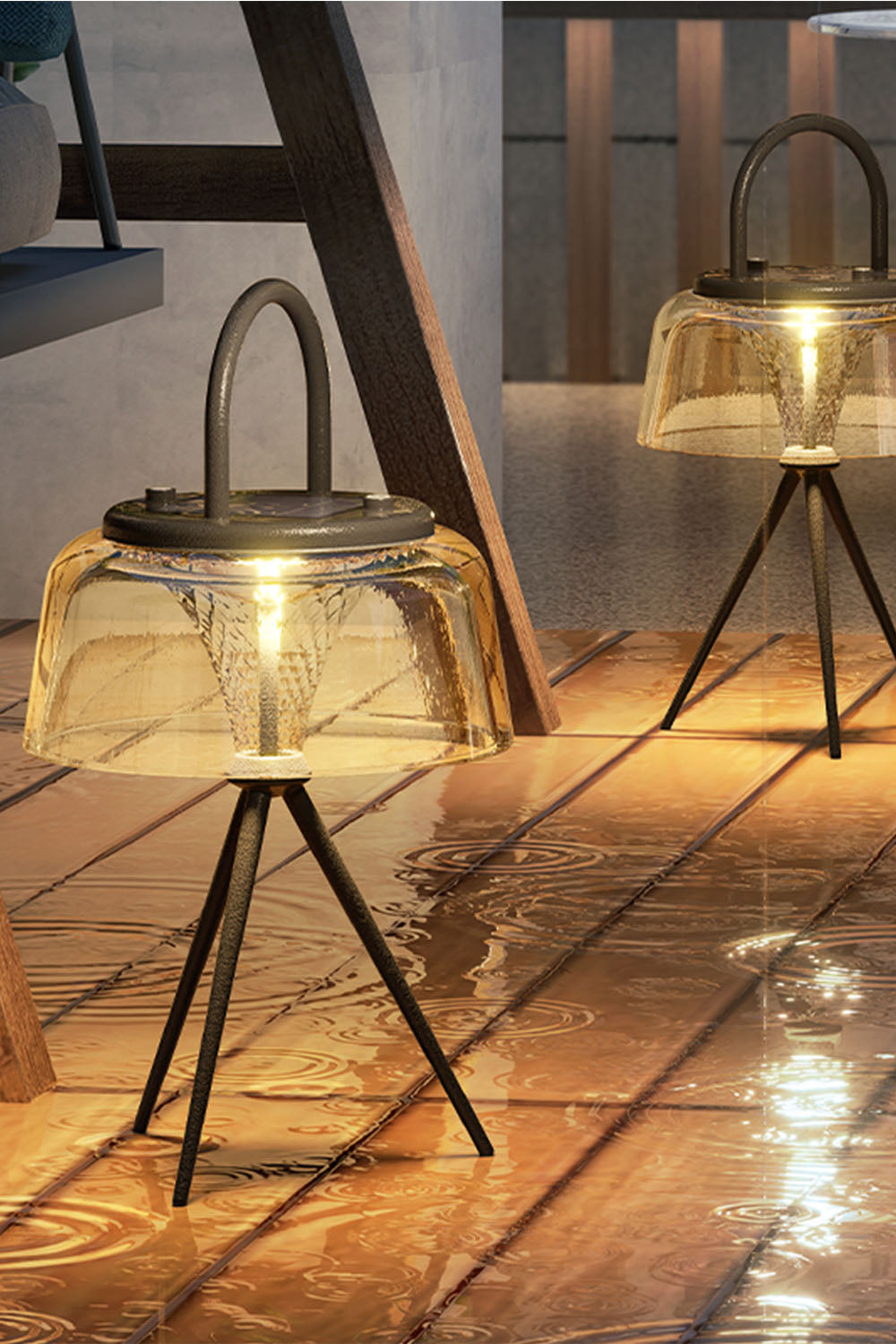 Tripod Lantern Rechargeable Outdoor Table Lamp