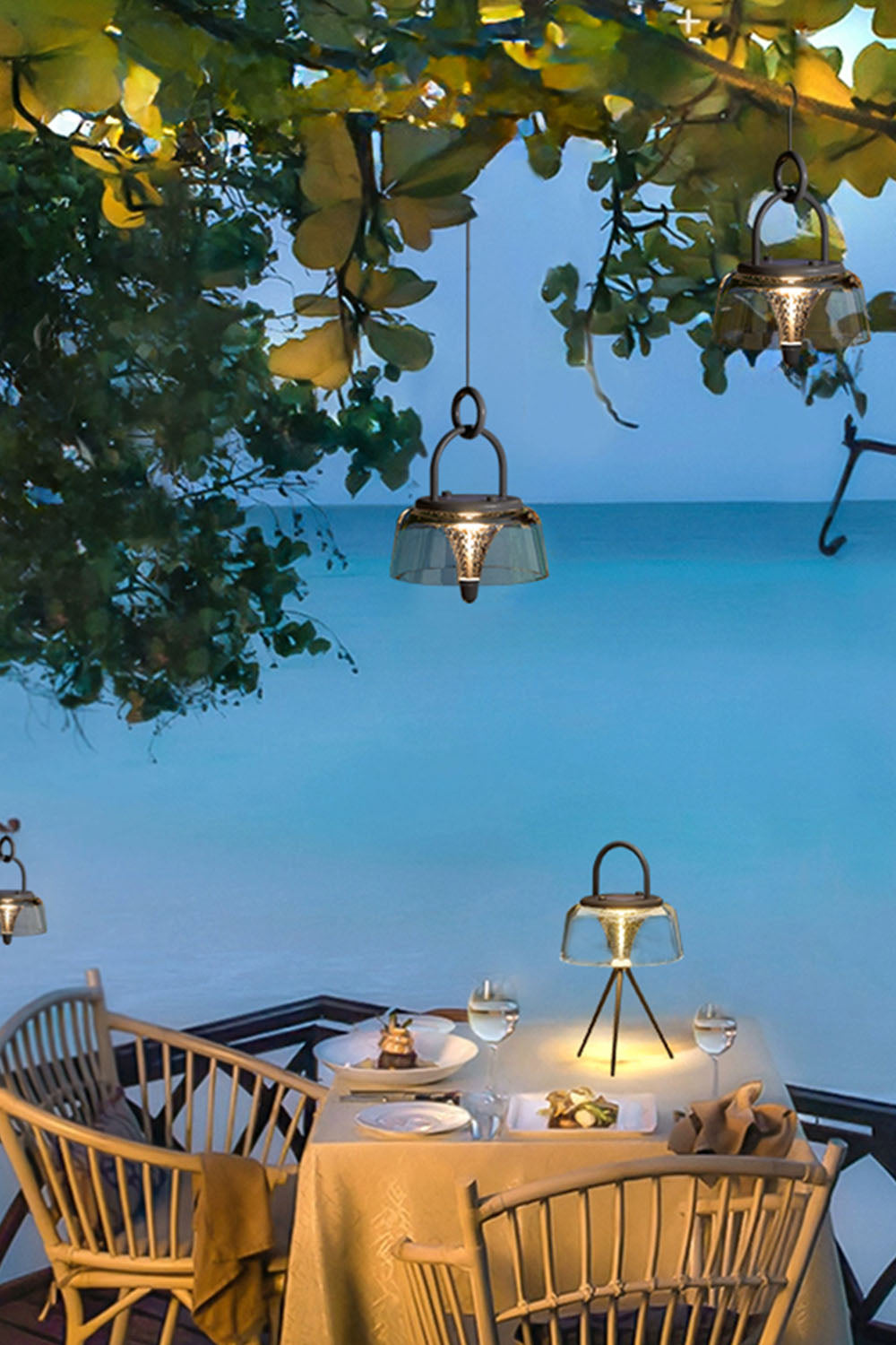 Tripod Lantern Rechargeable Outdoor Table Lamp