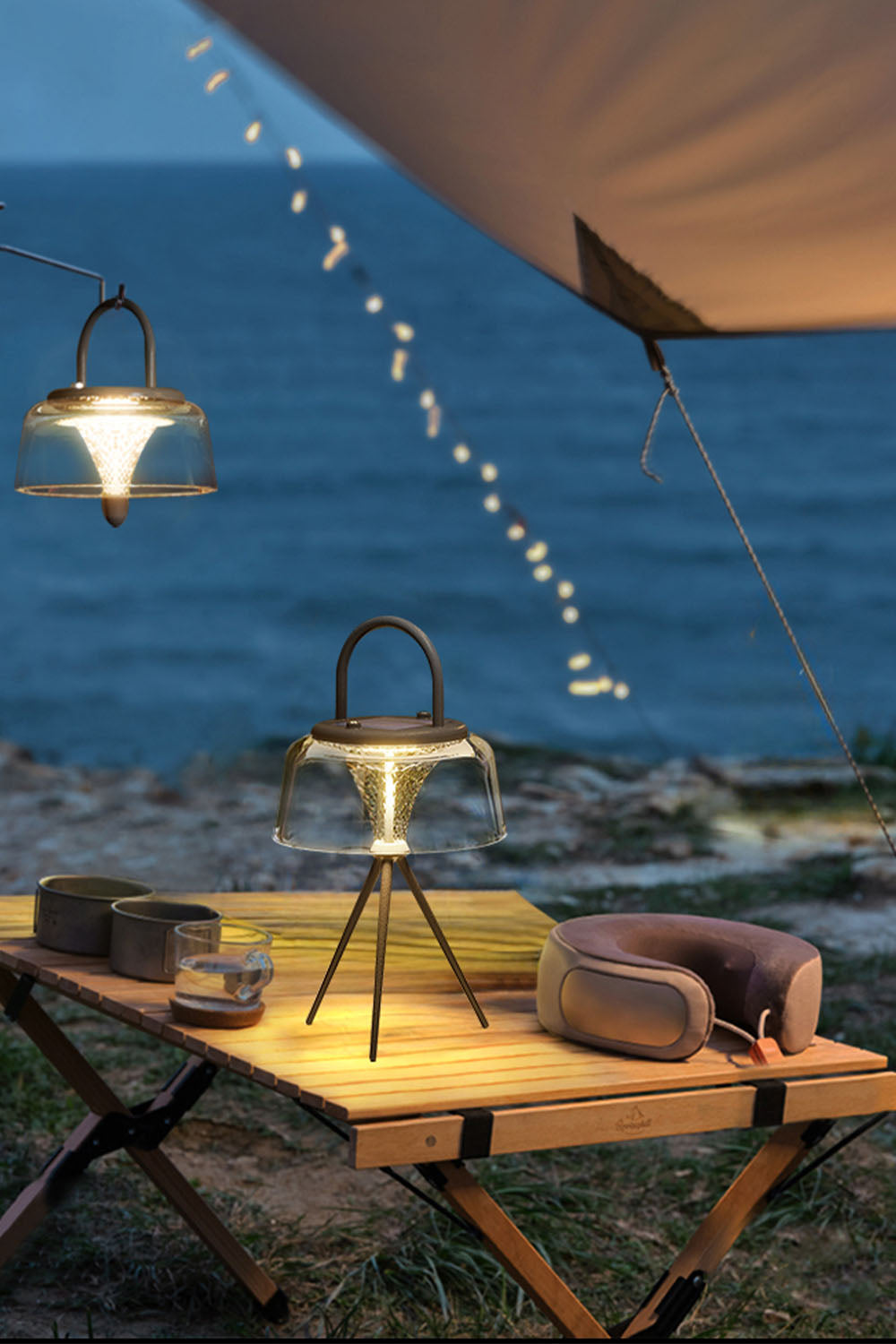 Tripod Lantern Rechargeable Outdoor Table Lamp