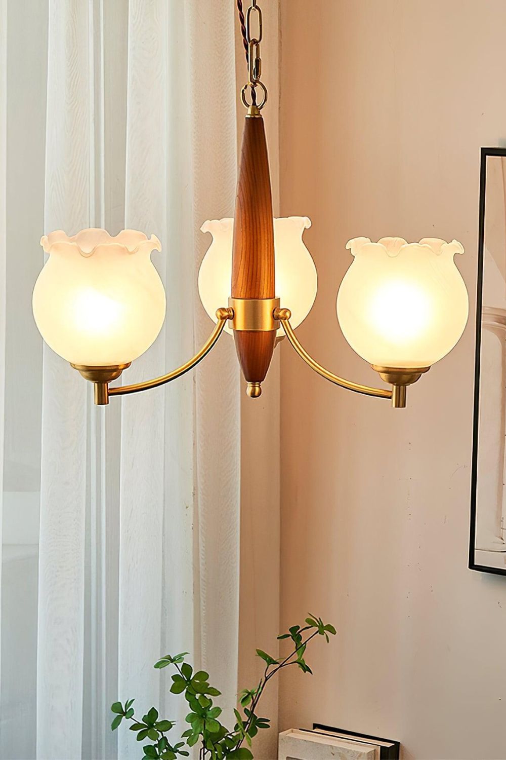 Tulips Glass Wood Chandelier - SamuLighting