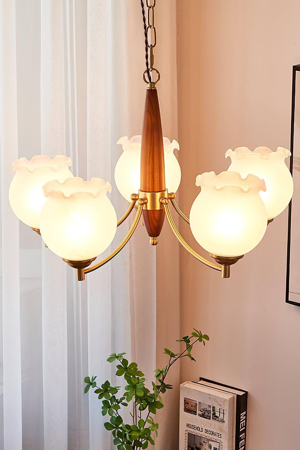 Tulips Glass Wood Chandelier - SamuLighting