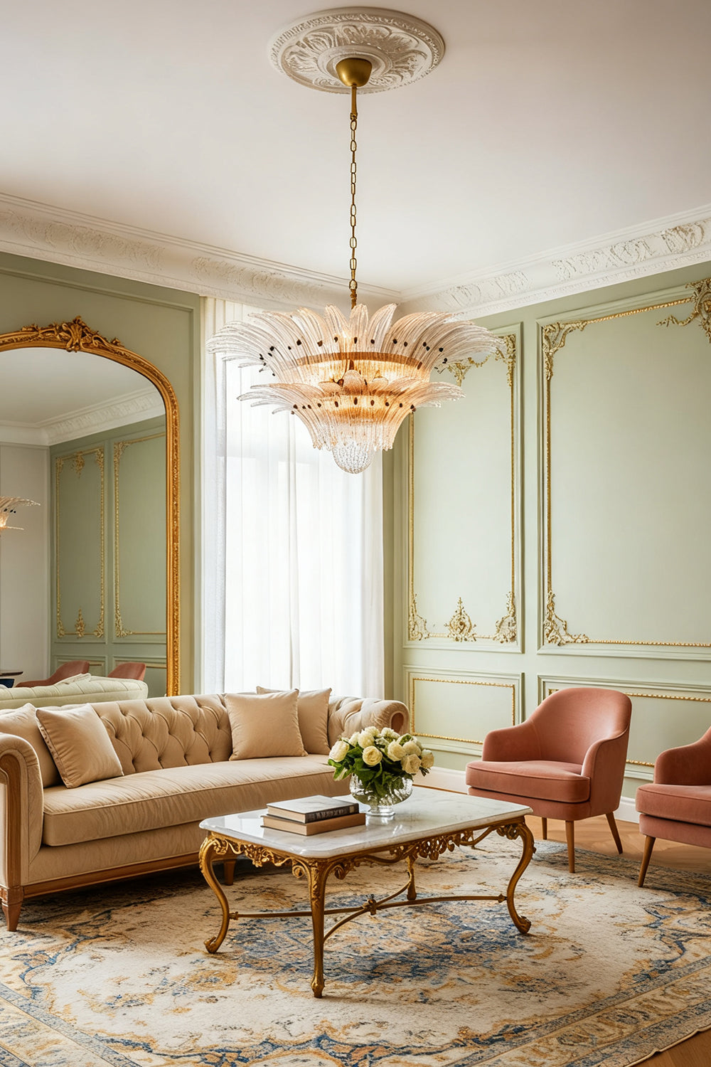 Two-Tier Murano Palmette Chandelier