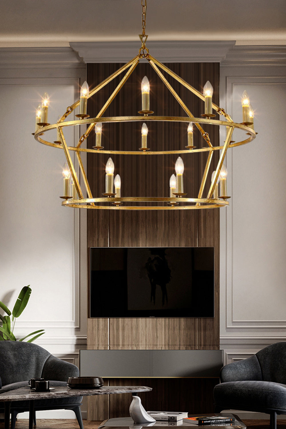 Two-Tiered Ring Chandelier