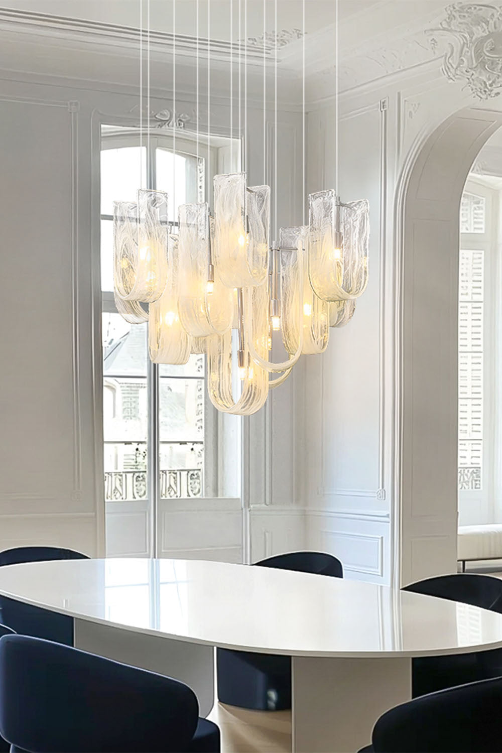 U-shaped Fog Glass Chandelier