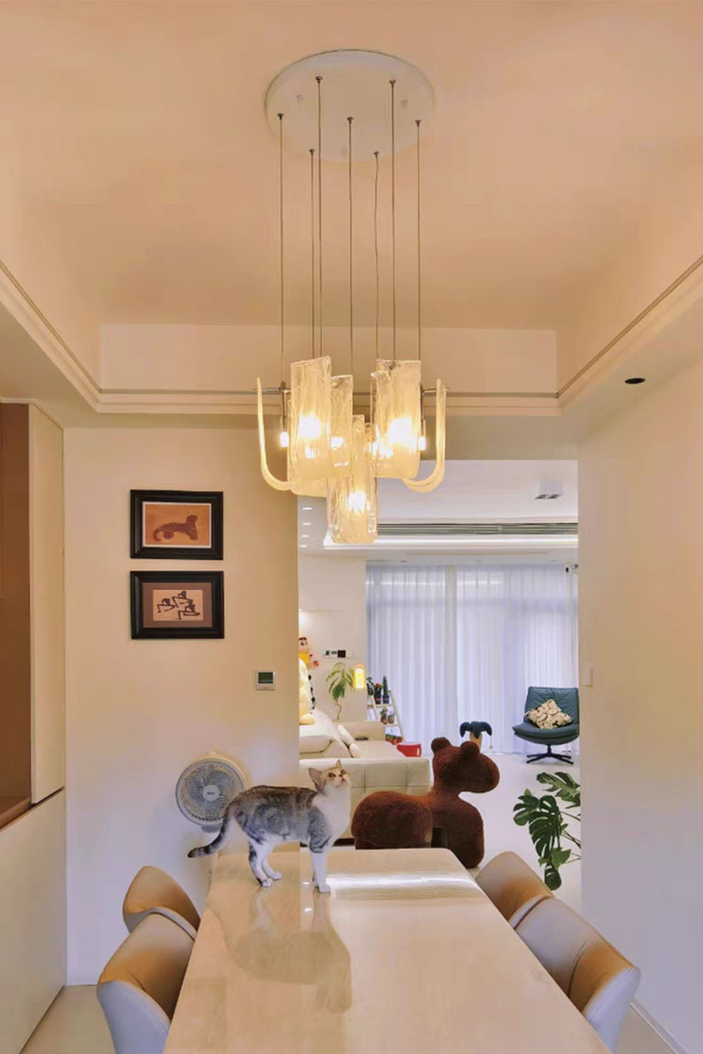 U-shaped Fog Glass Chandelier