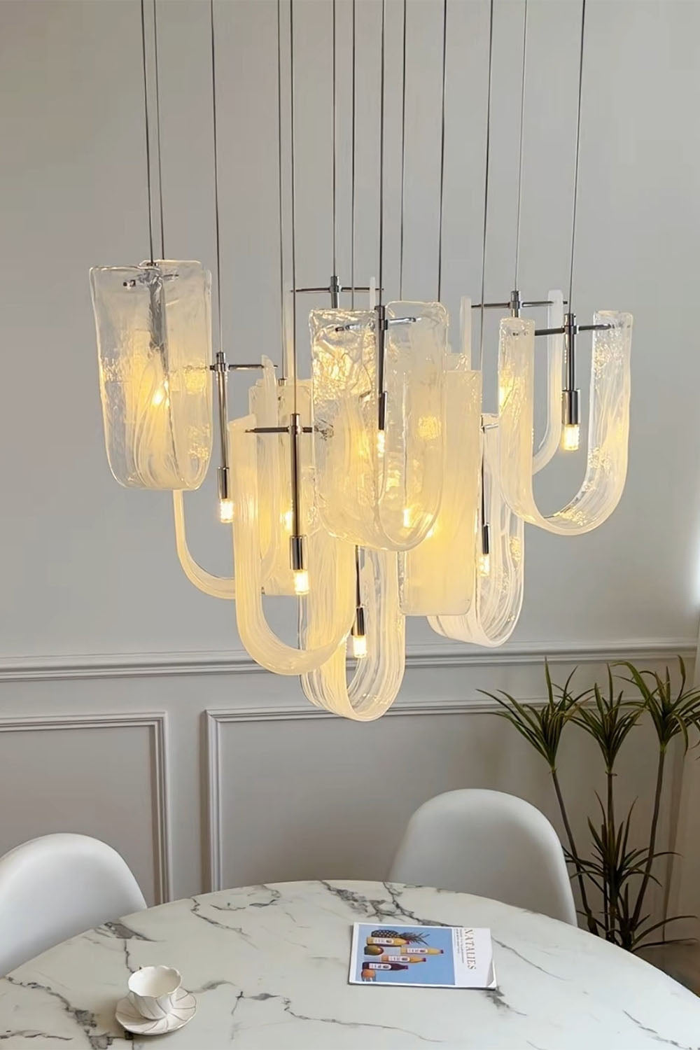 U-shaped Fog Glass Chandelier