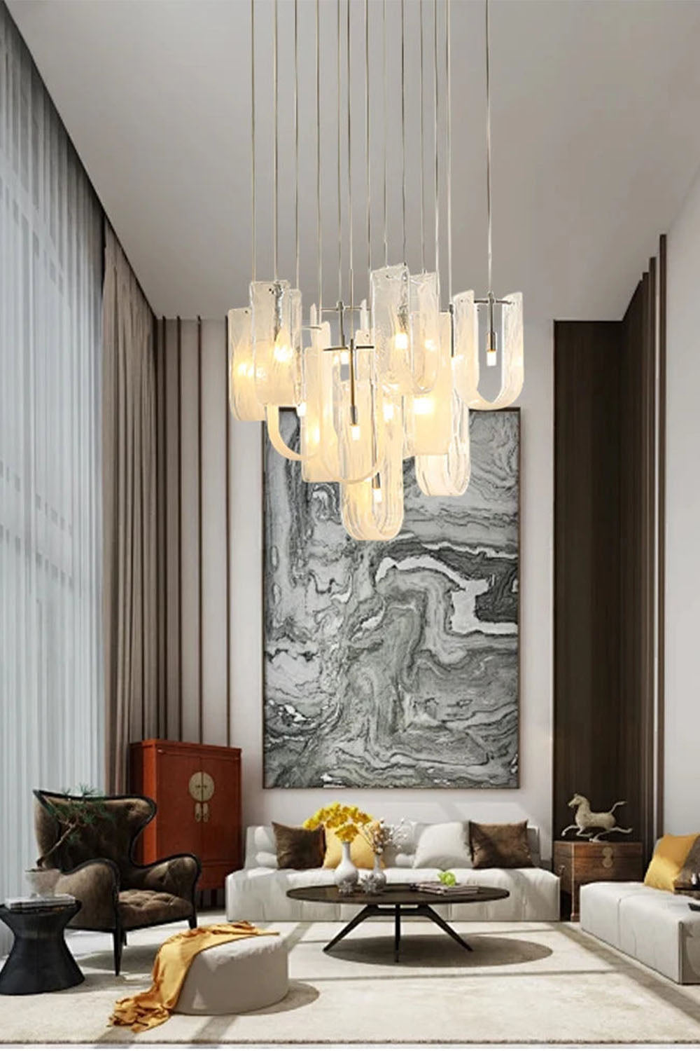 U-shaped Fog Glass Chandelier