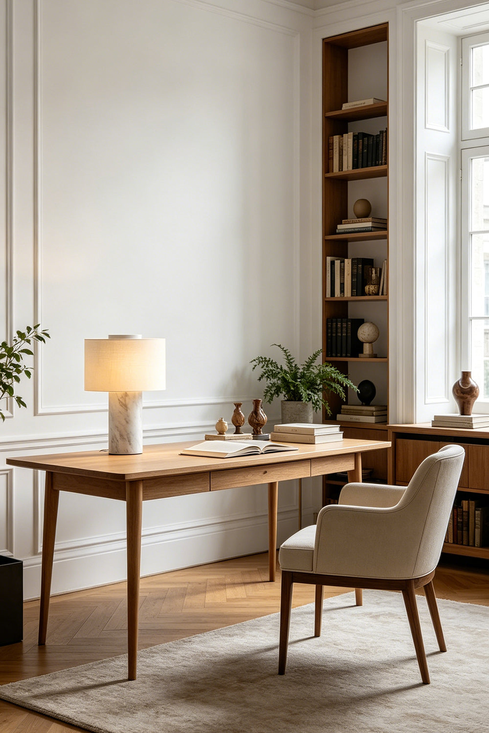 Veined Marble Table Lamp for Den/Study | Samu Lamp