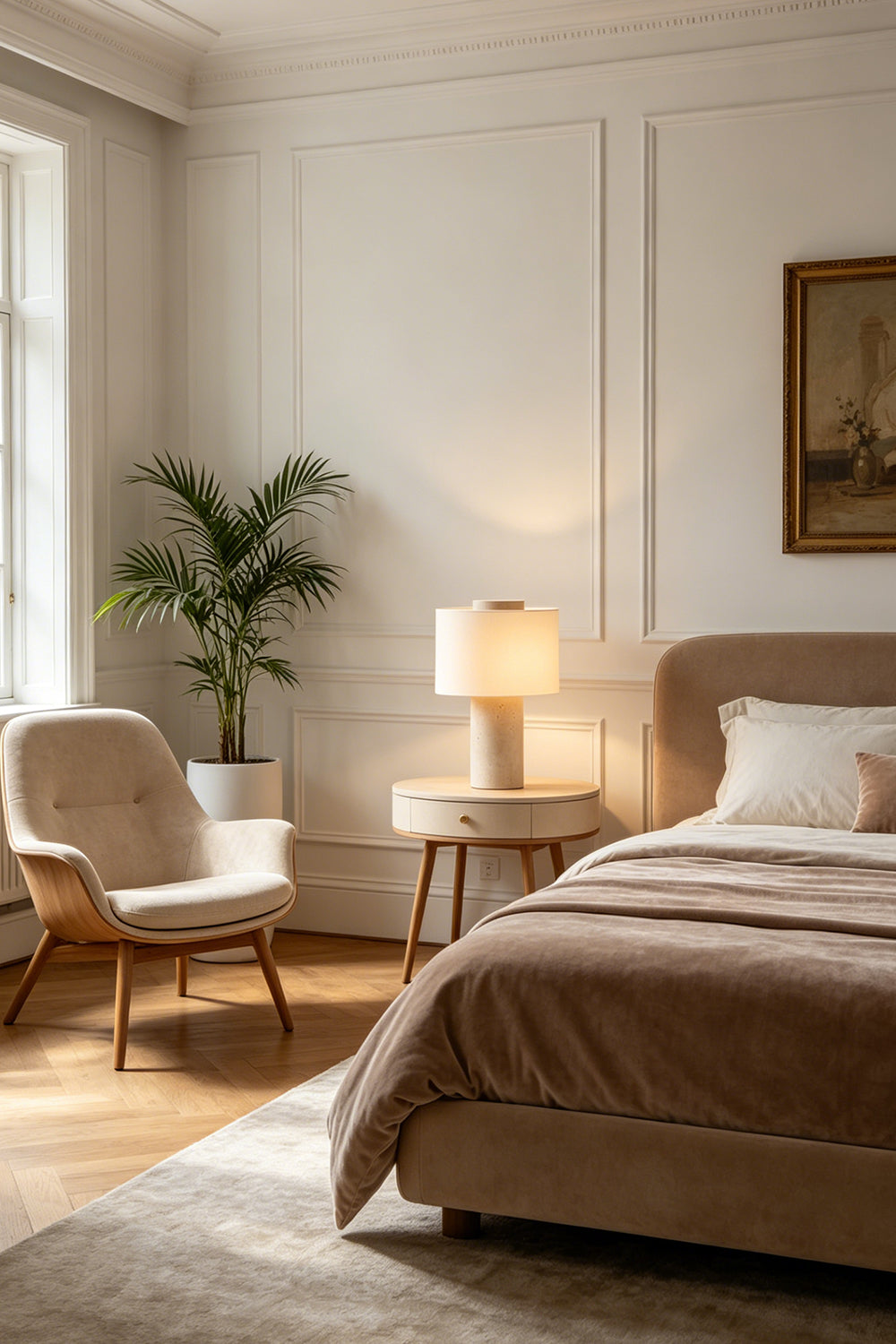 Veined Marble Table Lamp for Bedroom | Samu Lamp