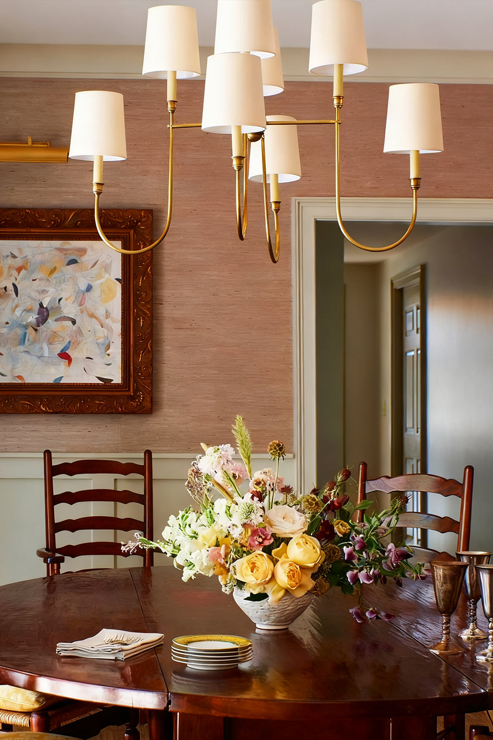 Modern Brass 8-Light Chandelier