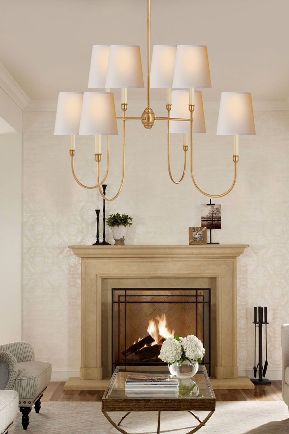 Modern Brass 8-Light Chandelier