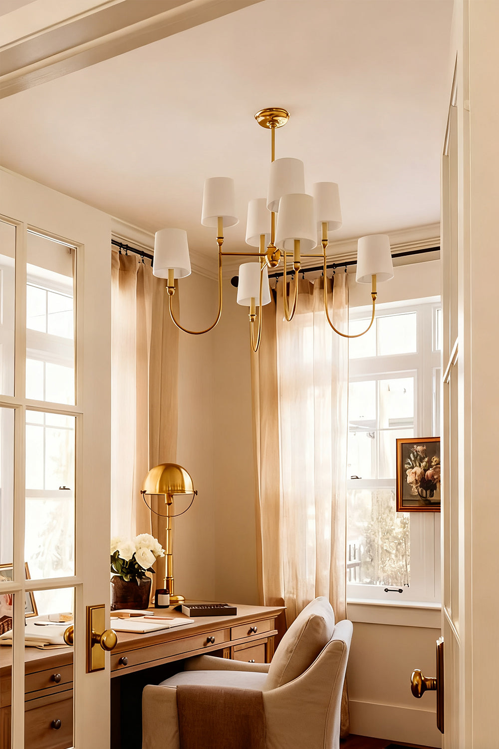 Modern Brass 8-Light Chandelier