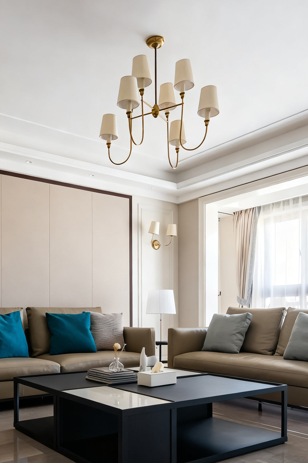 Modern Brass 8-Light Chandelier
