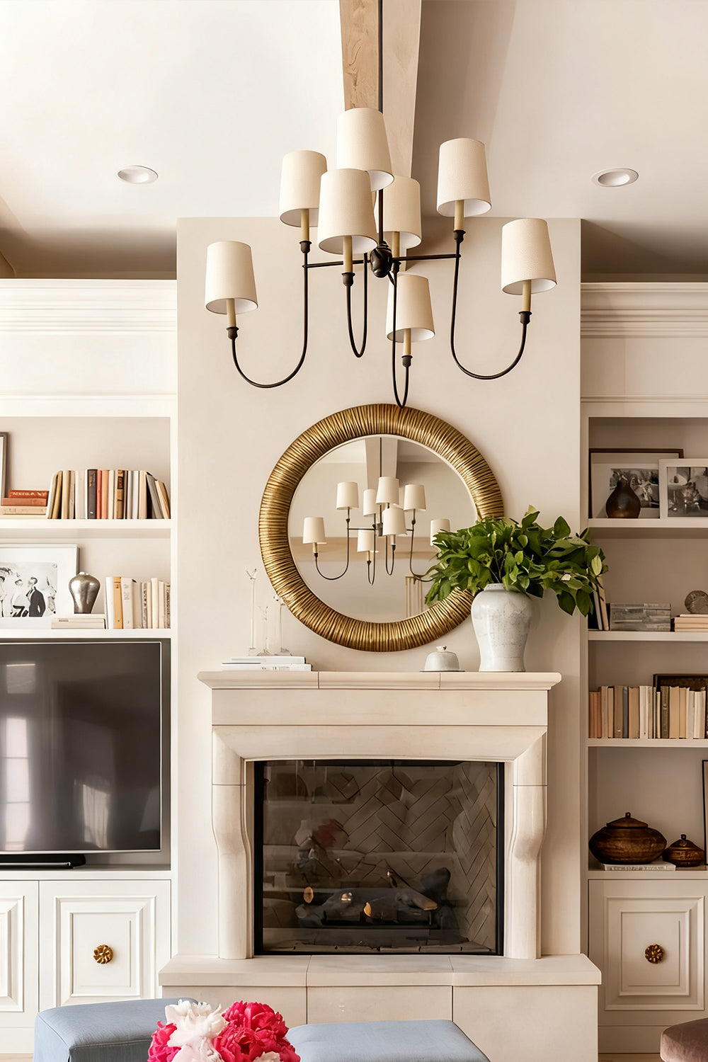 Modern Brass 8-Light Chandelier