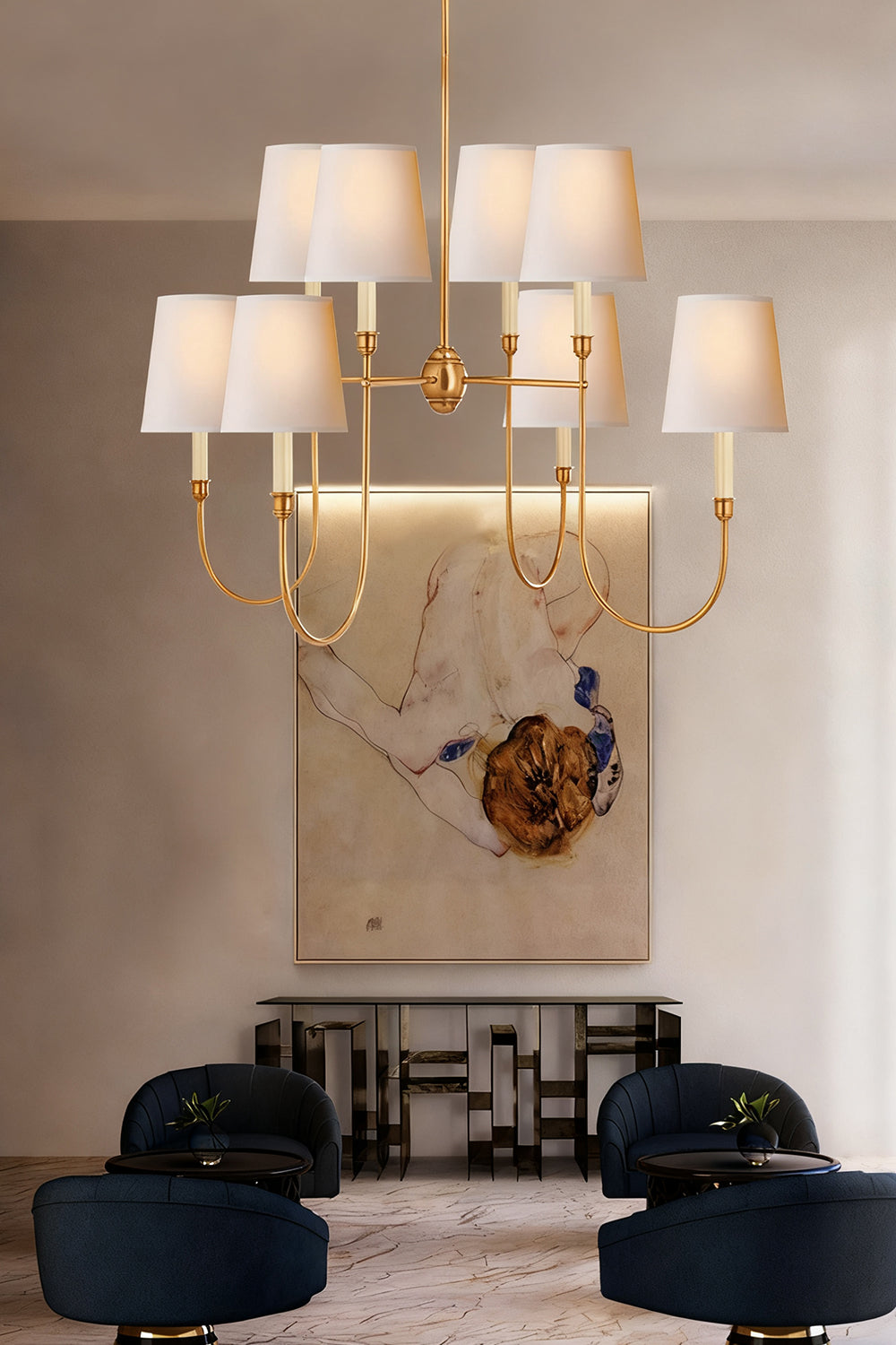 Modern Brass 8-Light Chandelier