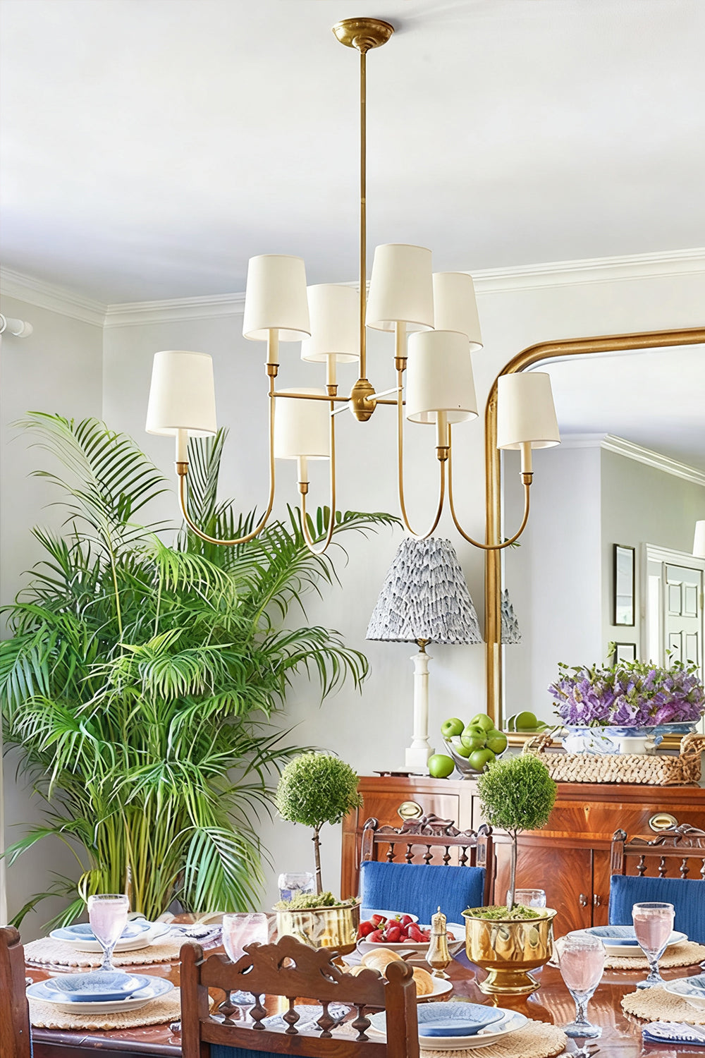 Modern Brass 8-Light Chandelier