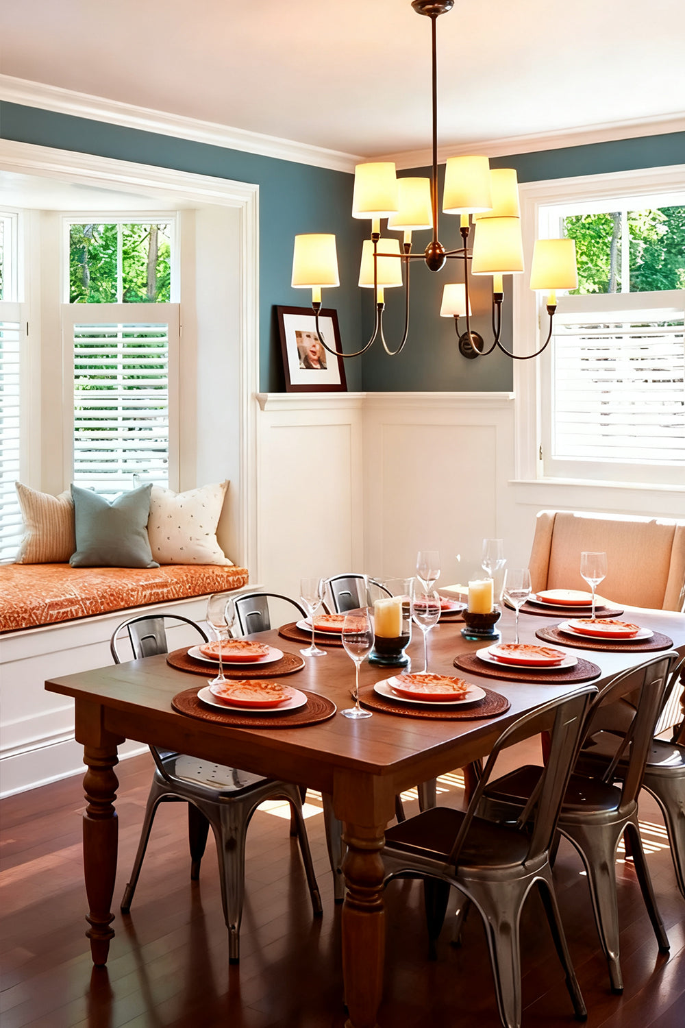 Modern Brass 8-Light Chandelier