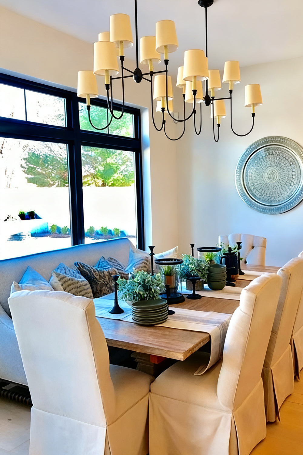 Modern Brass 8-Light Chandelier