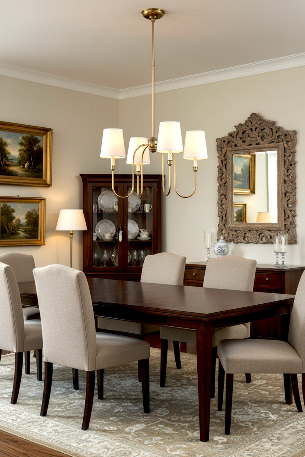 Modern Brass 4-Light Chandelier