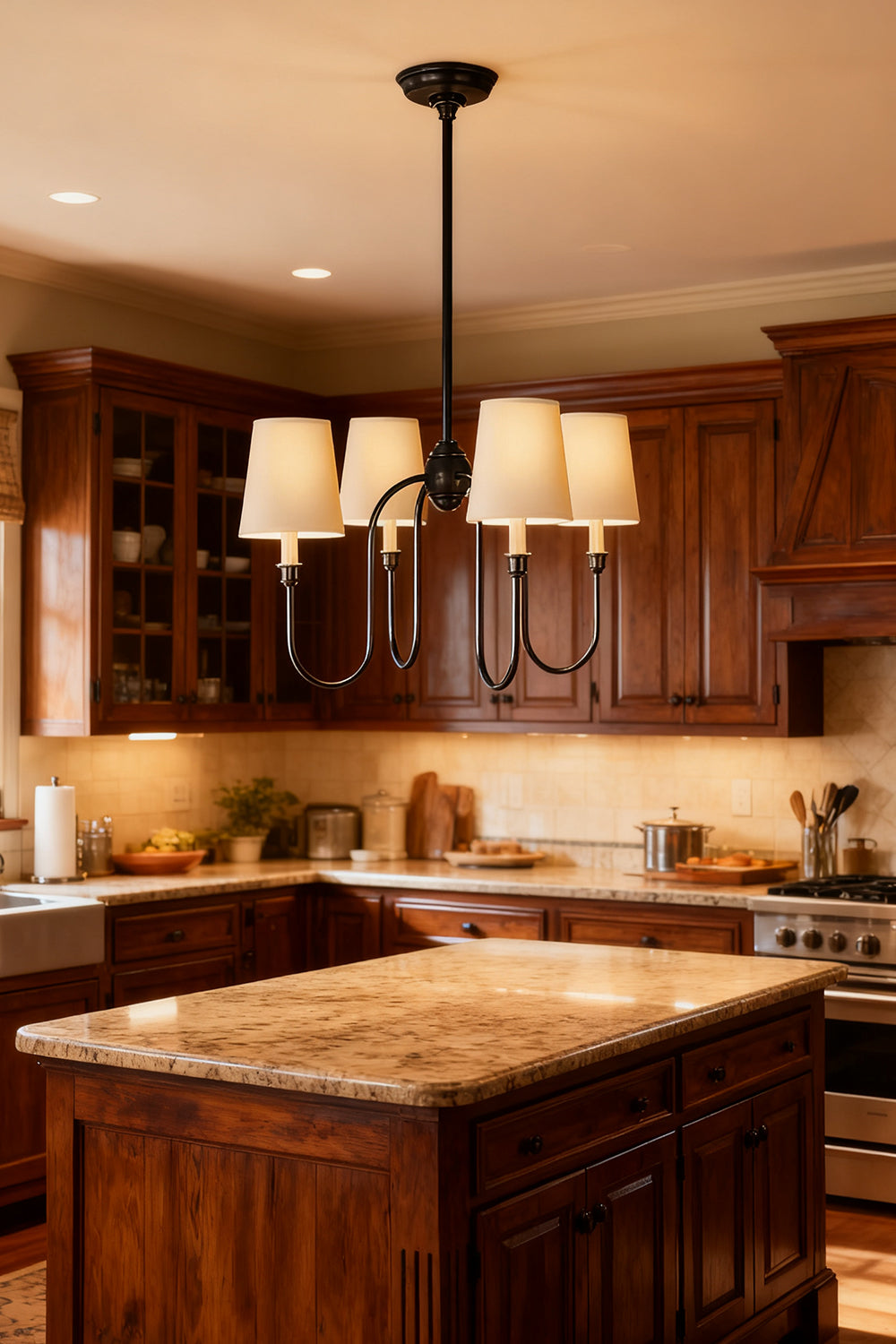 Modern Brass 4-Light Chandelier