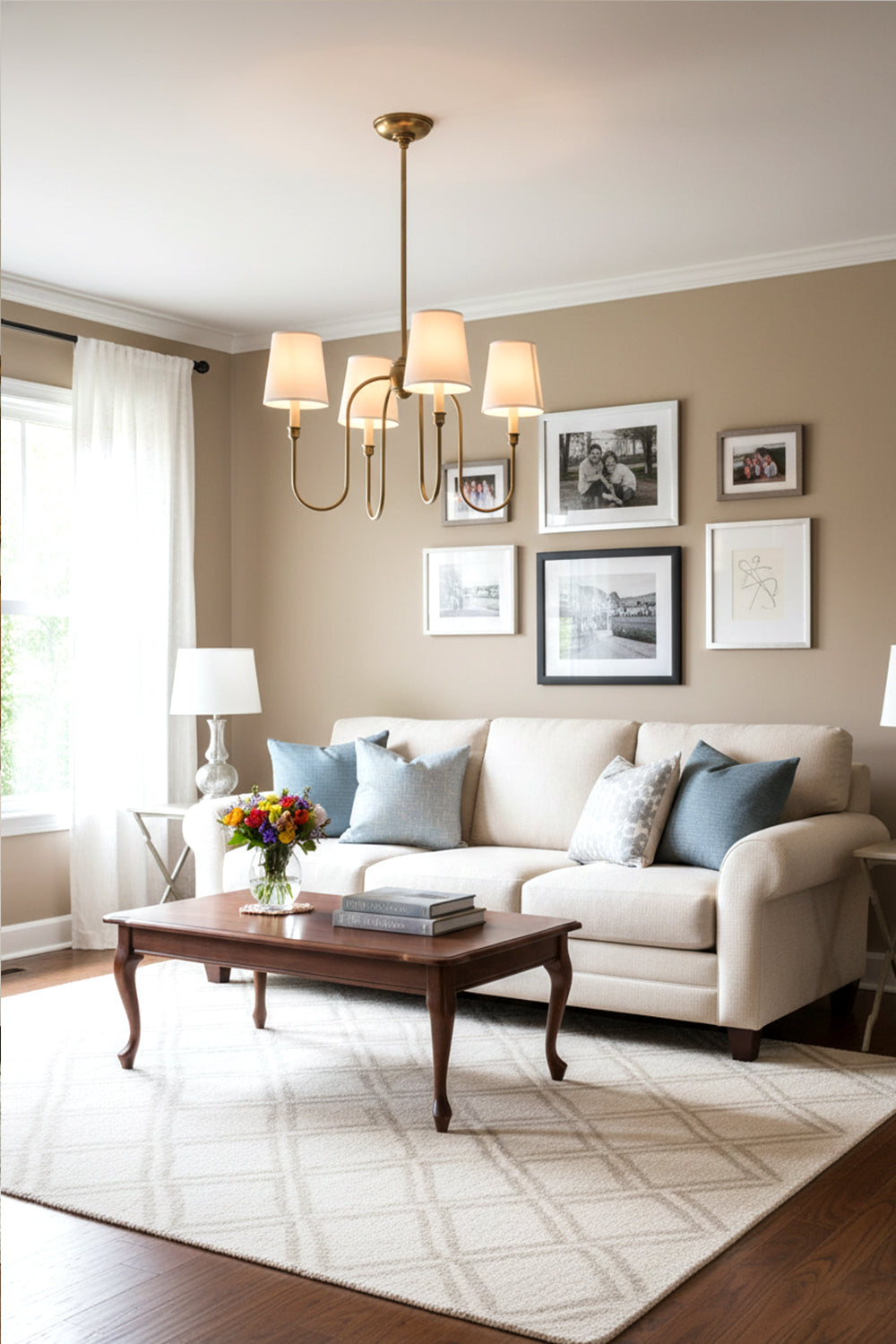 Modern Brass 4-Light Chandelier