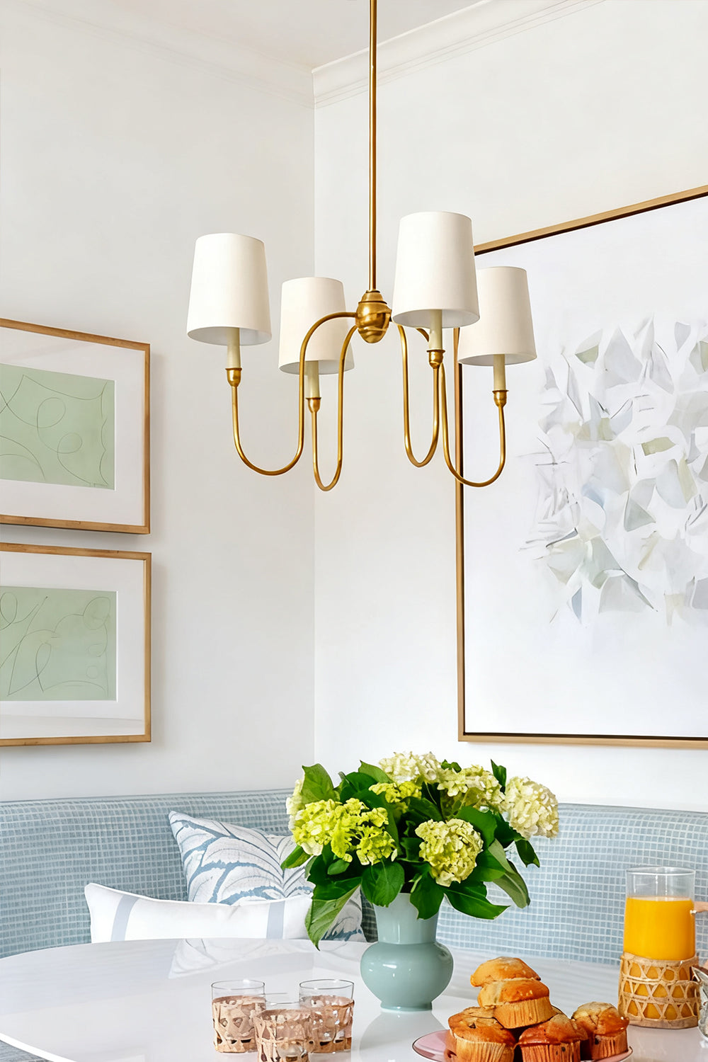 Modern Brass 4-Light Chandelier