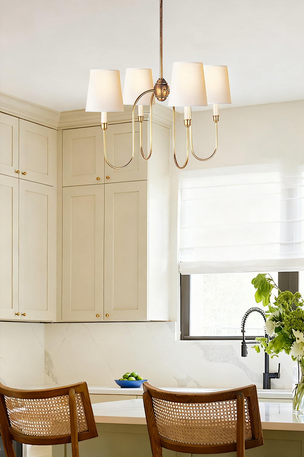 Modern Brass 4-Light Chandelier