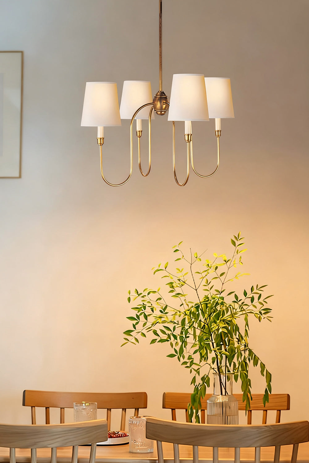Modern Brass 4-Light Chandelier