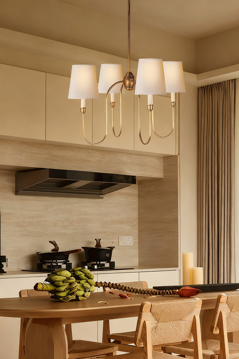 Modern Brass 4-Light Chandelier