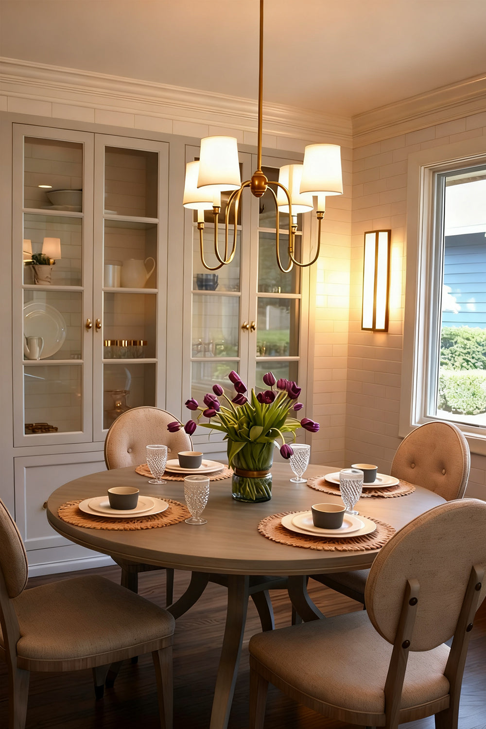 Modern Brass 4-Light Chandelier