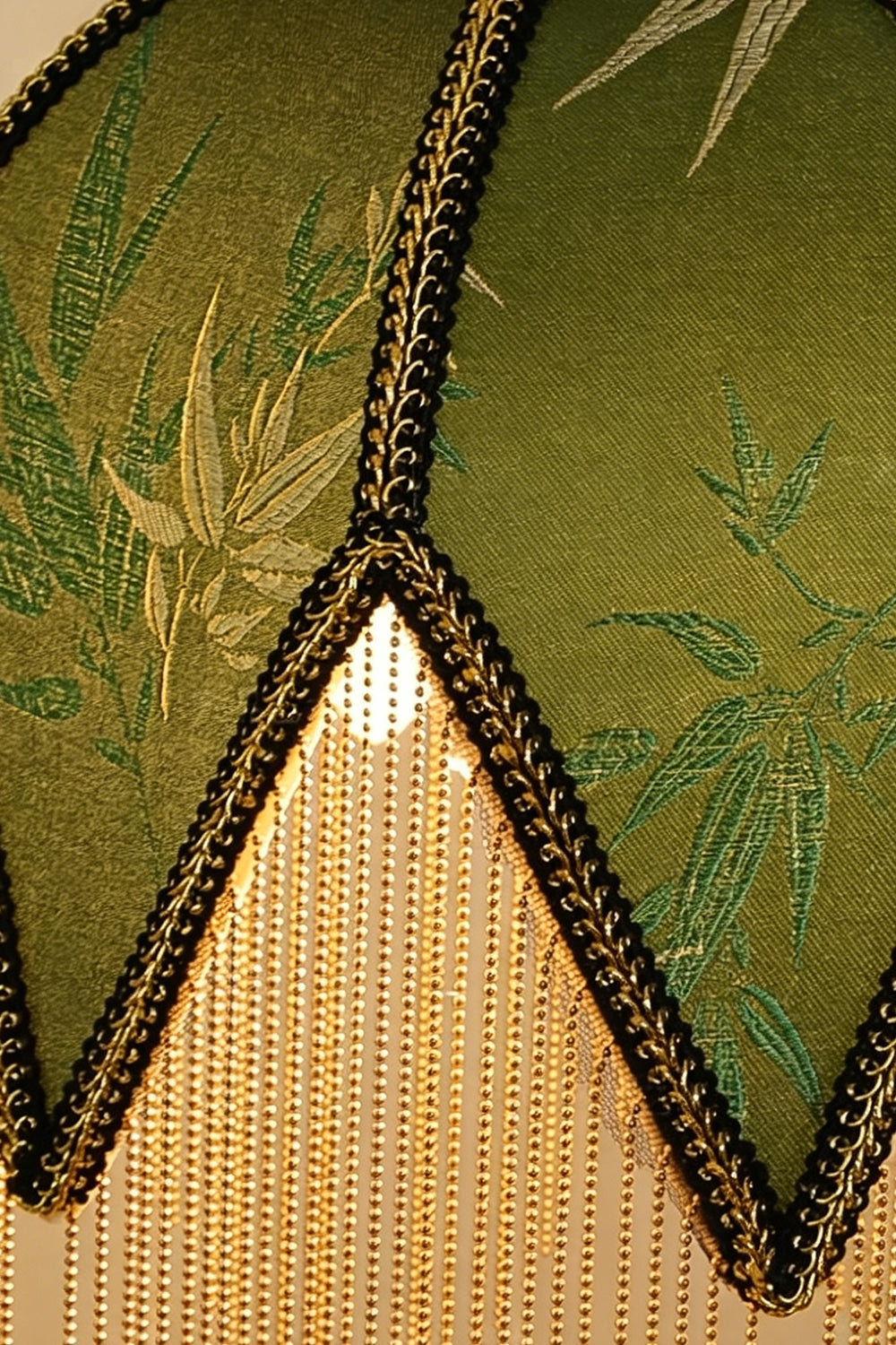 Verdure Cascade Pendant Light detail | Wood, Metal | Close-up of dark wood beads and metal fitting | Product detail | Samu Lamp