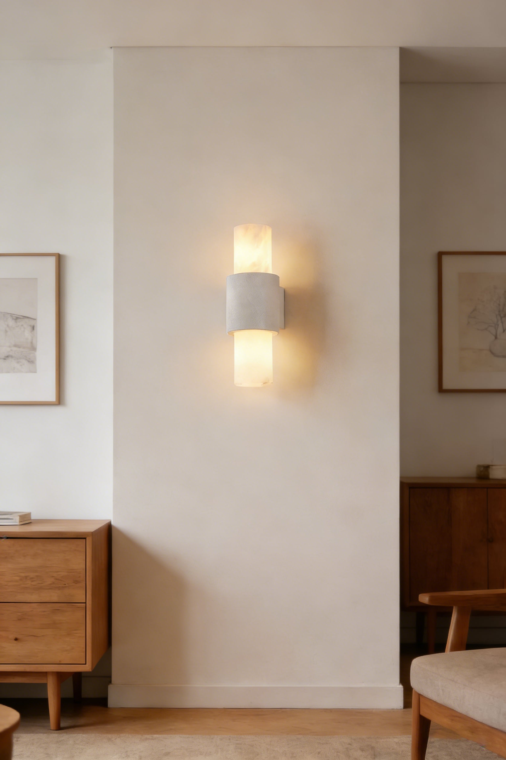 Vertical Alabaster Wall Sconce